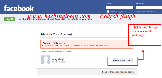 Facebook account password hacking